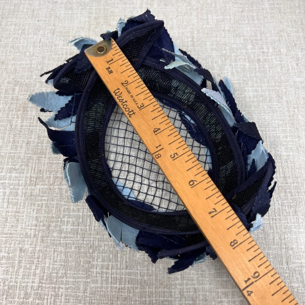 Vintage Leaf Fascinator Cocktail Hat Women One‎ Size Navy Silver Statement Retro